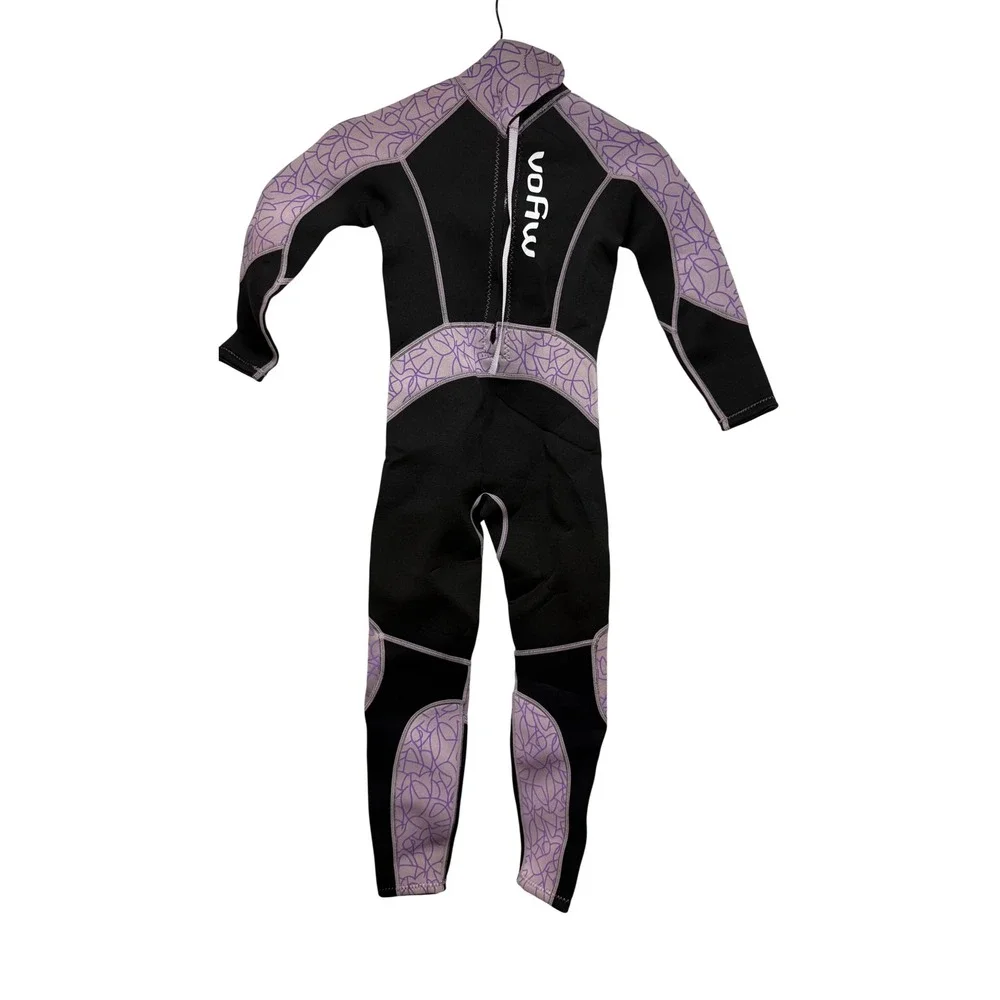 Vofiw Kids Wetsuit Size 8 Black Purple Neoprene Full Body Thermal Swimsuit Scuba